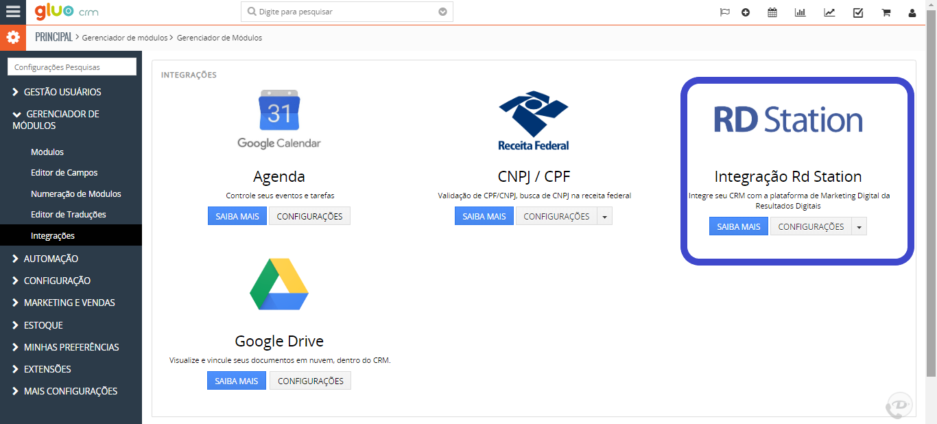 Como Integrar o Gluo CRM ao RD Station Marketing