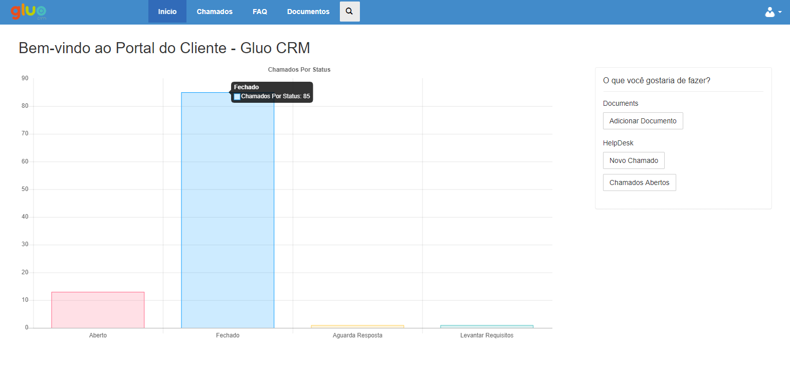 Gluo CRM gestão de Portal do Cliente