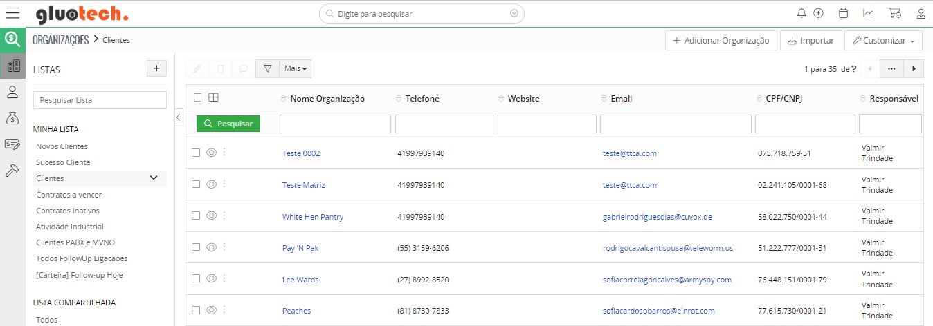 gestão da carteira de clientes no gluo crm