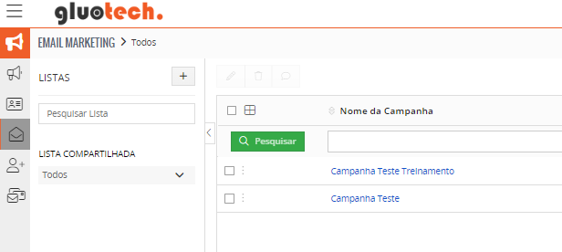 tela de criação de campanhas do gluocrm