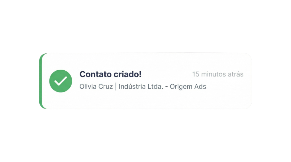 notificação de lead criado por integração