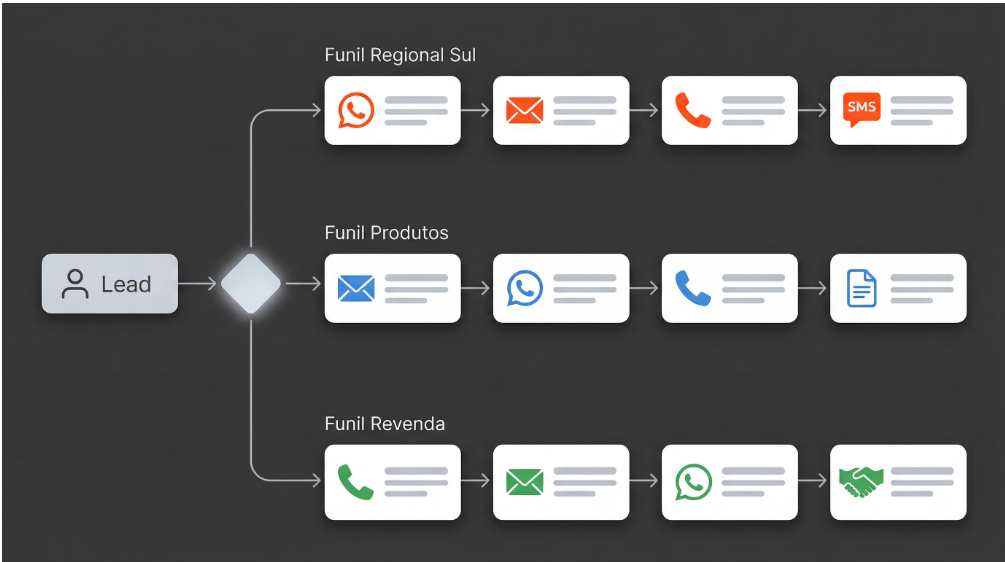 multi funis personalizados do gluo crm